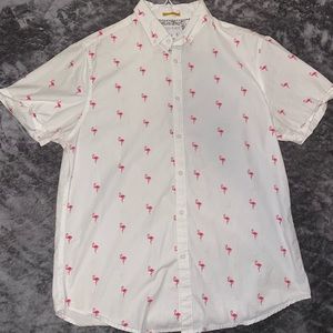Cactus Man flamingo button down shirt. Men’s large